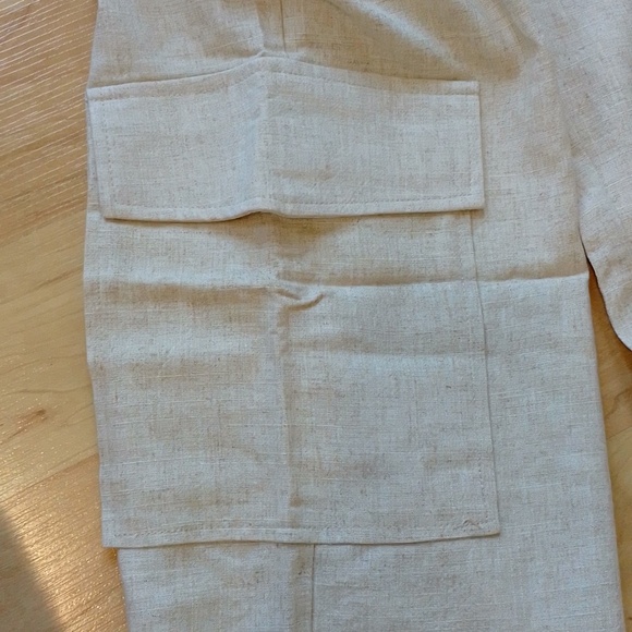 ICHI Ihdaley Tan Linen Cargo Pants Trousers 36 S - Picture 9 of 16